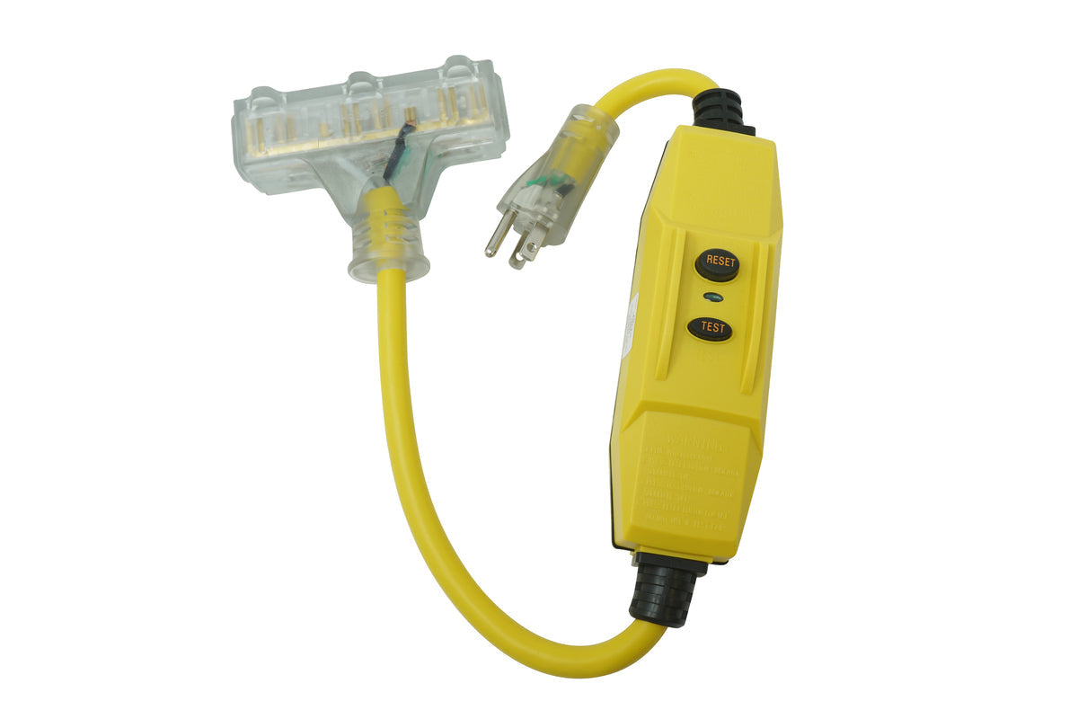 SHOCK SHIELD 15A INLINE GFCI WITH 12/3 2' CORD WITH LIT TRI-SOURCE END