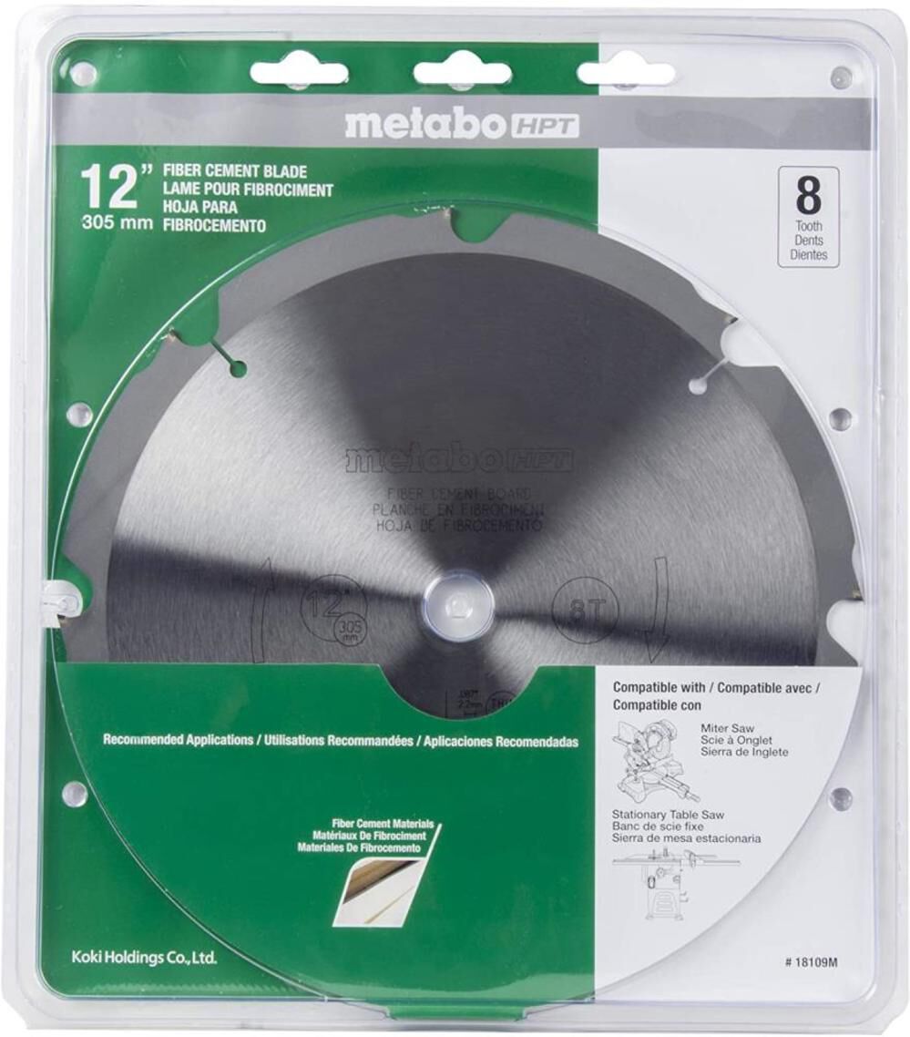 8-Teeth Polycrystalline Diamond 12-Inch Dry Cutting Fiber Cement Saw Blade