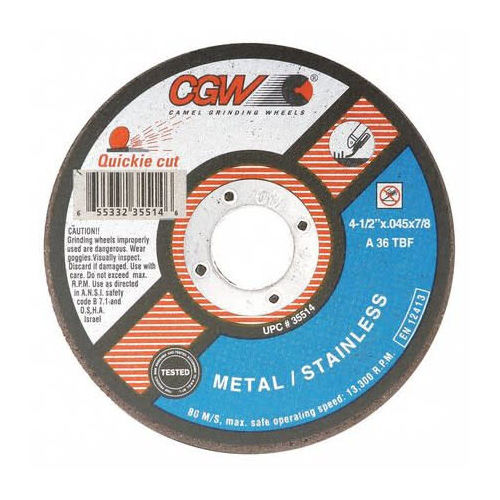 Cut Off Wheel 36 Grit 4.5" Extra Coarse Grade Quickie Cut Thin 35514