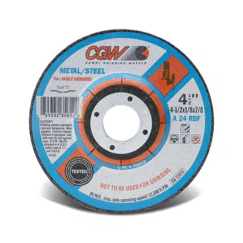 CGW 35612 4-1/2 in. D X 7/8 in. Aluminum Oxide Cutting/Grinding Wheel CGW