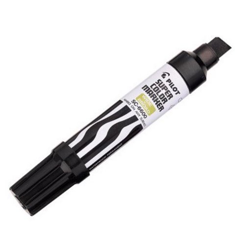 Super Color Jumbo Refillable Permanent Marker, Chisel Tip, Black Super Color