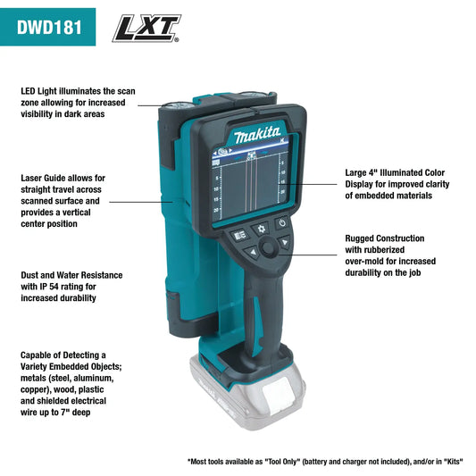 18V LXT® Lithium‑Ion Cordless Multi‑Surface Scanner, Tool Only with Interlocking Storage Case (DWD181ZJ)