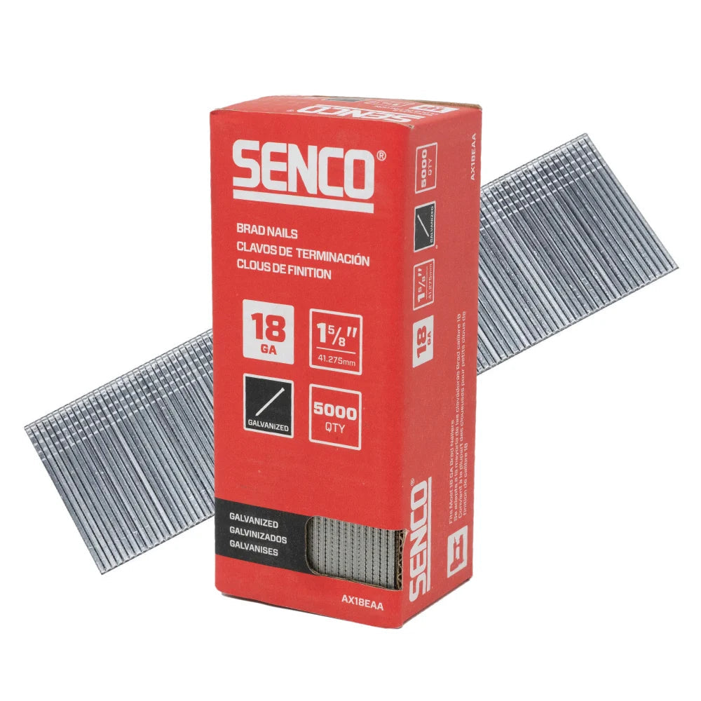 SENCO AX18EAA 1-5/8" 18 GAUGE GALVANIZED STRAIGHT STRIP BRAD NAIL Senco