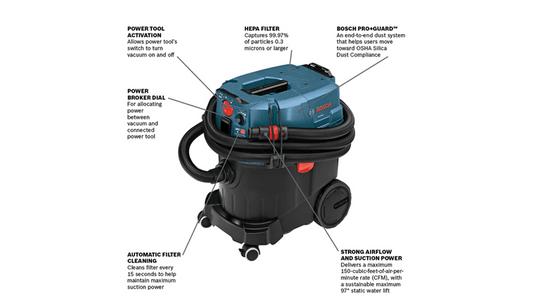 9-Gallon Dust Extractor with Auto Filter Clean and HEPA Filter Bosch