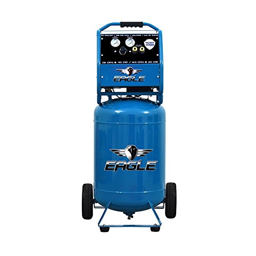 Silent Series Portable Air Compressor 125 PSI Max, Hot Dog with Wheels, Blue, 20 Gallon Eagle