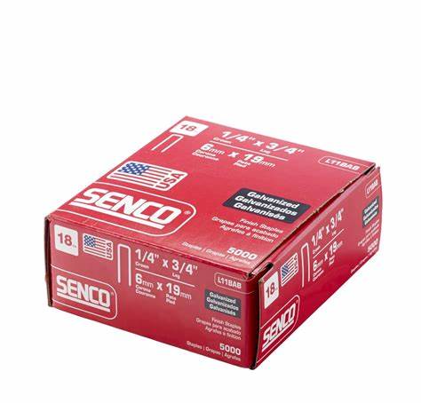 SENCO L11BAB 18 GAUGE GALVANIZED STAPLE 3/4" X 1/4"
