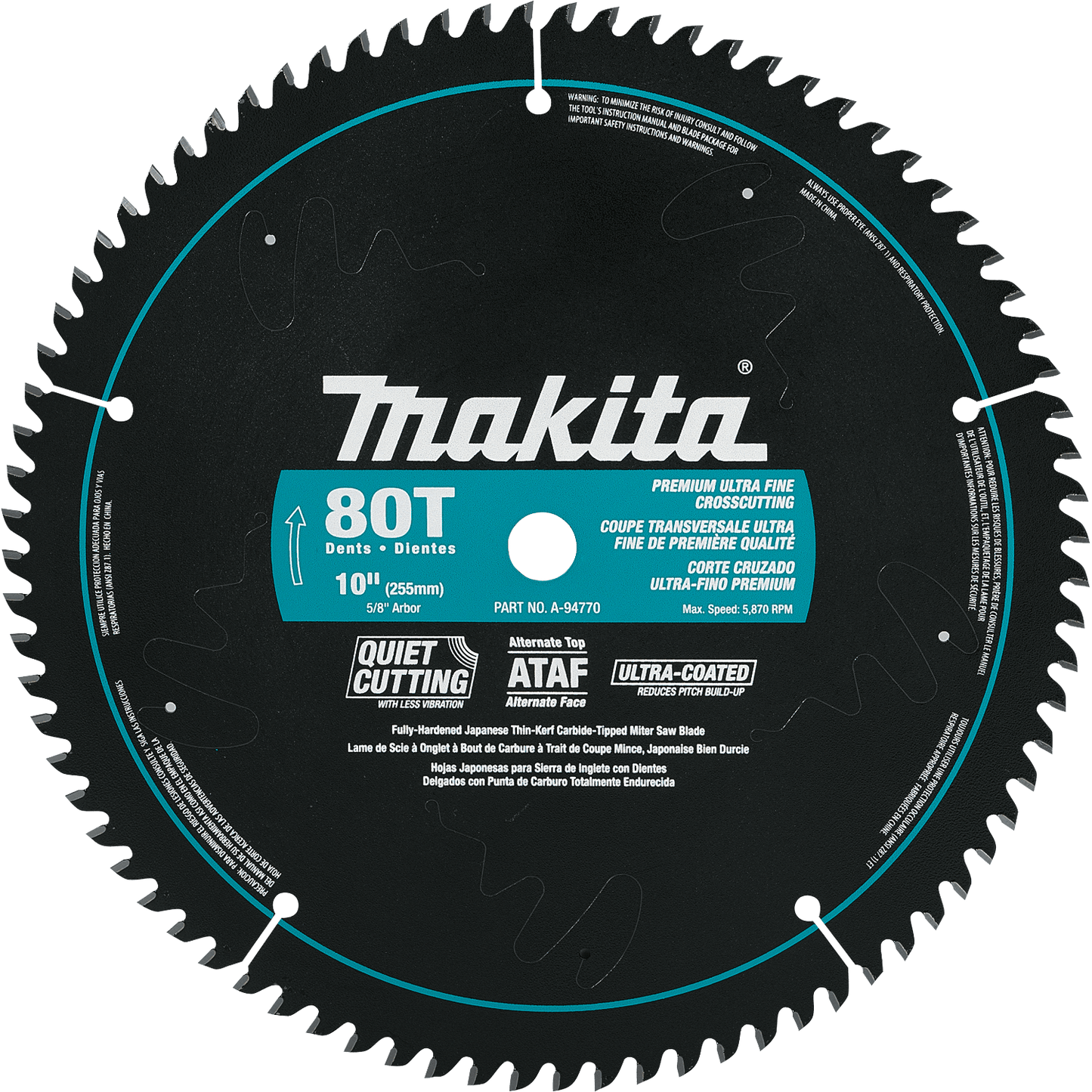 Makita 10" 80T Ultra‑Coated Miter Saw Blade Makita Products