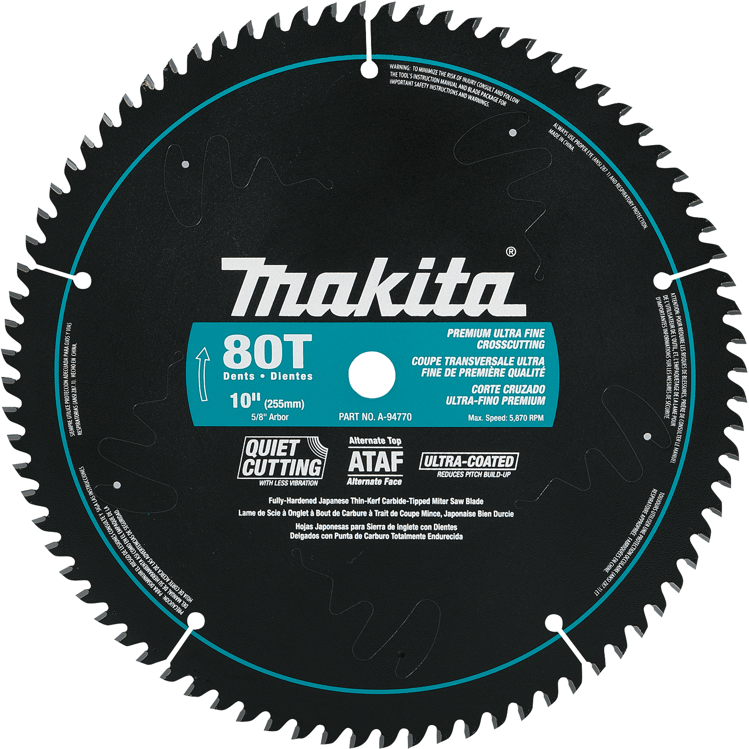 Makita 10" 80T Ultra‑Coated Miter Saw Blade Makita Products