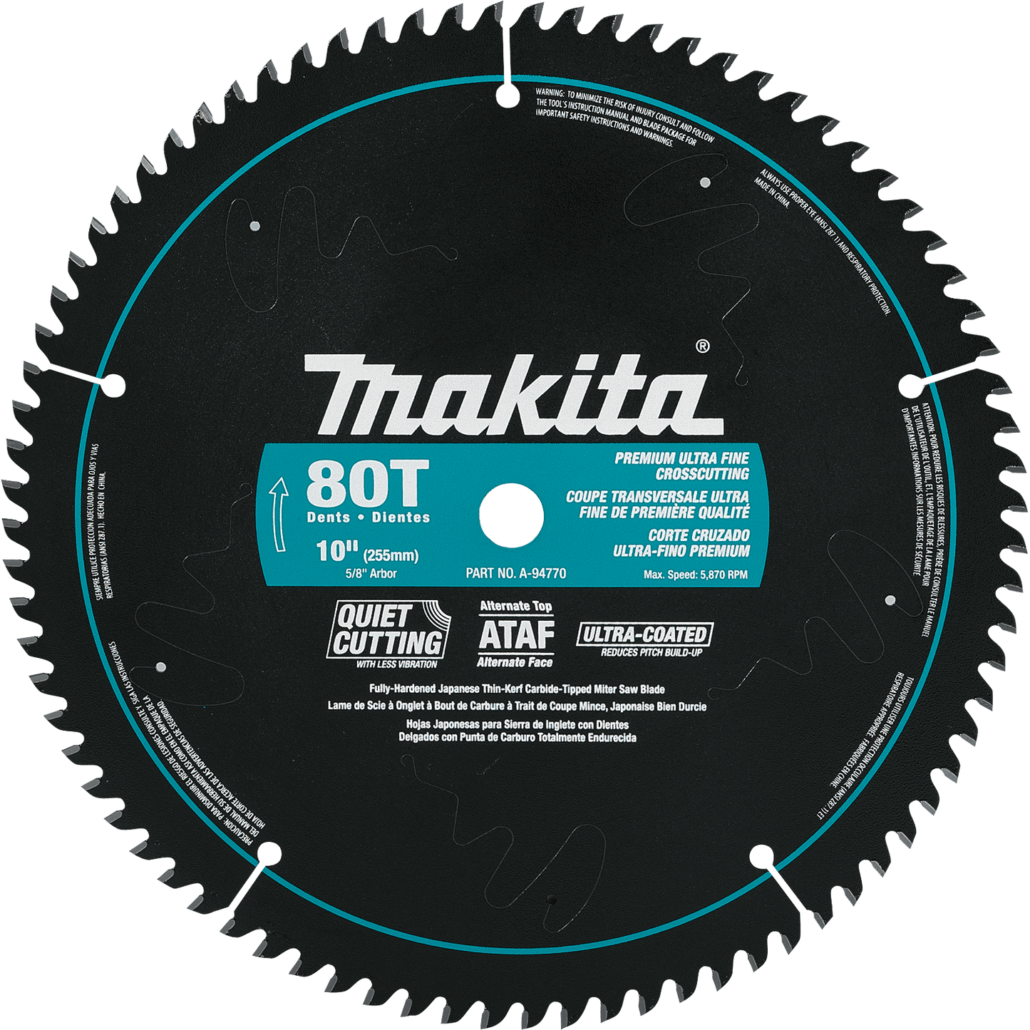 Makita 10" 80T Ultra‑Coated Miter Saw Blade Makita Products