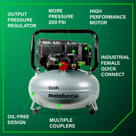 Metabo HPT The Tank 6 Gallon 200 PSI Job Site Compressor Metabo