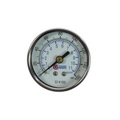 2" Chrome Dial Gauge, 1/4" Back Mount, 0-160 psi