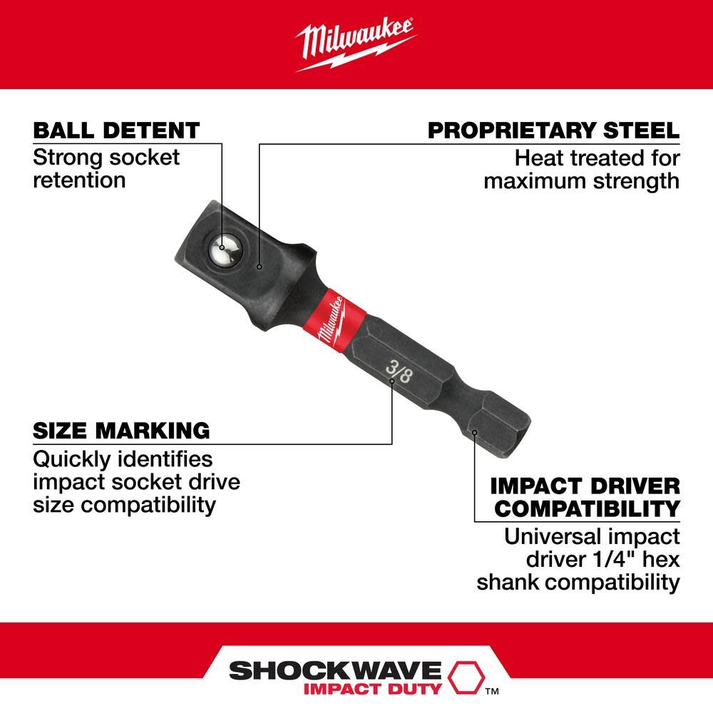Milwaukee SHOCKWAVE Hex Shank Socket Adapter Set Milwaukee Tools
