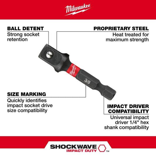 Milwaukee SHOCKWAVE Hex Shank Socket Adapter Set Milwaukee Tools