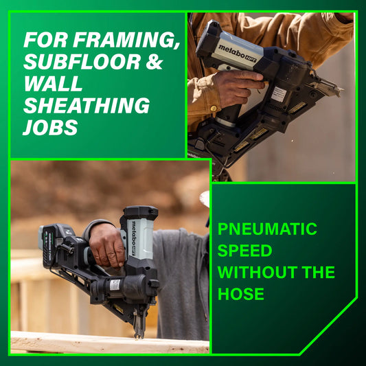 Metabo HPT Cordless Pneumatic 18V 30 Degree Paper Strip Framing Nailer Kit (NR1890DCBQRY)