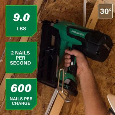 Metabo HPT MultiVolt 3-1/2-in 30 -Degree Cordless Clip head/Roundhead Framing Nailer ( Battery Included ) Metabo