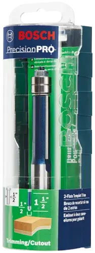 Bosch 1/2in x 1 1/2in Carbide Tipped 2 Flute Template Trim Bit 85601M