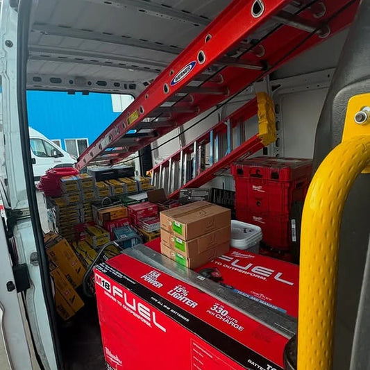 Behind the scenes: a van loaded and ready for the jobsite