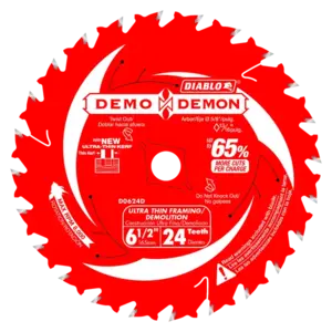 Red and white circular saw blade