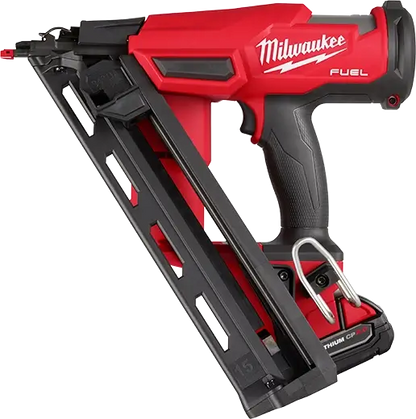 Red and black Milwaukee power tool on a white background