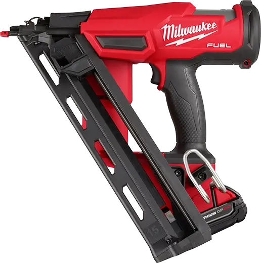 Red and black Milwaukee power tool on a white background