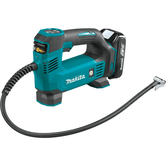 Makita power tool with a coiled cable on a white background