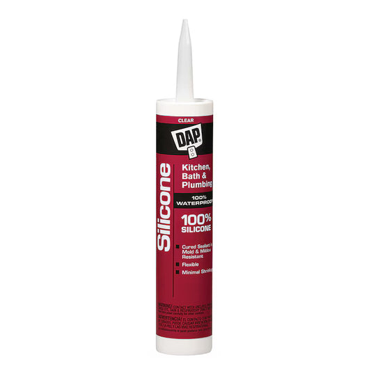 DAP silicone sealant cartridge on a white background