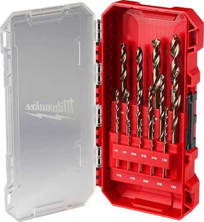 Milwaukee® RED HELIX™ 15PC Cobalt Drill Bit Set – Extreme Durability for Hard Metal Applications (48-89-2370)