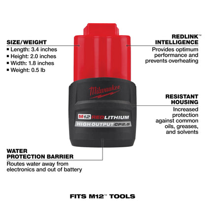 M12™ REDLITHIUM™ HIGH OUTPUT™ CP2.5 Battery Pack (48-11-2425)