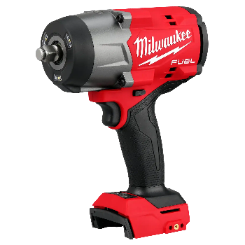 Red and black Milwaukee cordless impact wrench on a white background