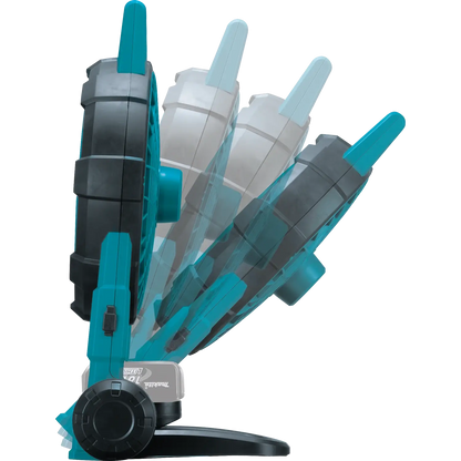 Teal and gray power tool on a white background