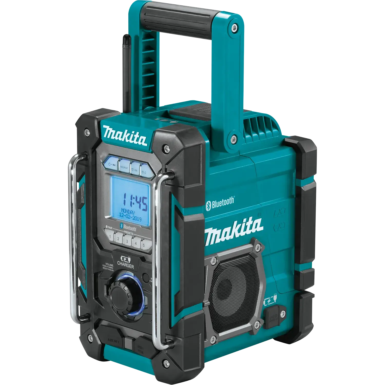 Makita portable radio with Bluetooth on a white background