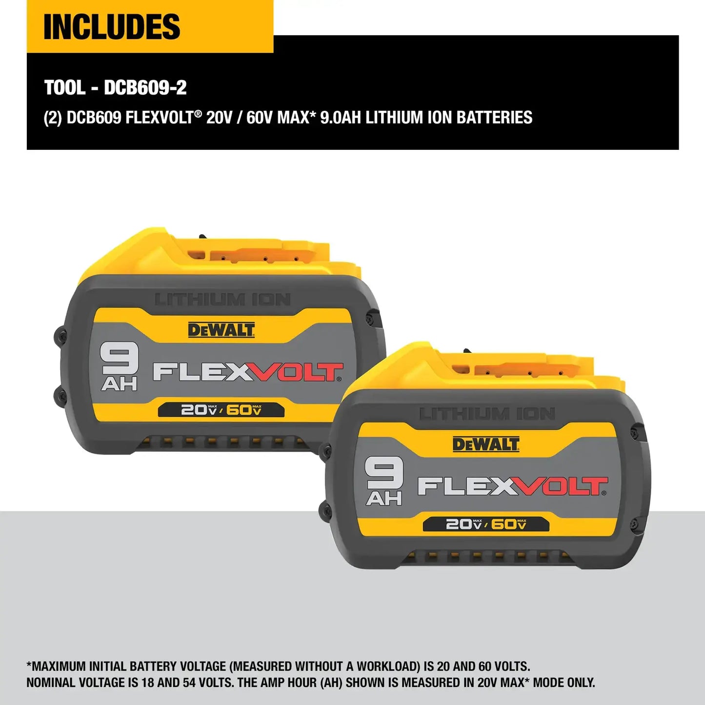 20v/60v Max Flexvolt 9.0AH Dual Pack DCB609-2