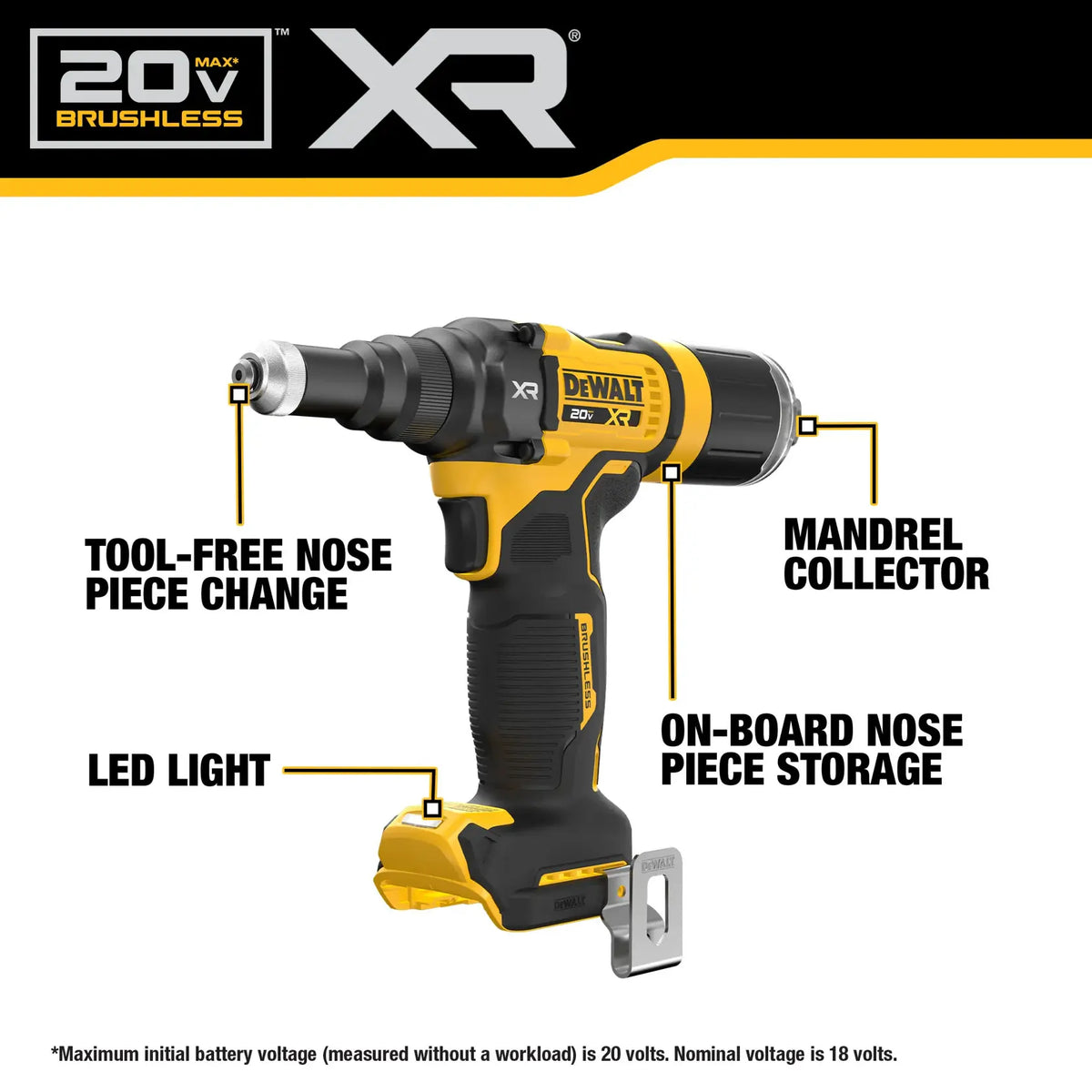 20V MAX* XR® Brushless Cordless 3/16" Rivet Tool (Tool Only)