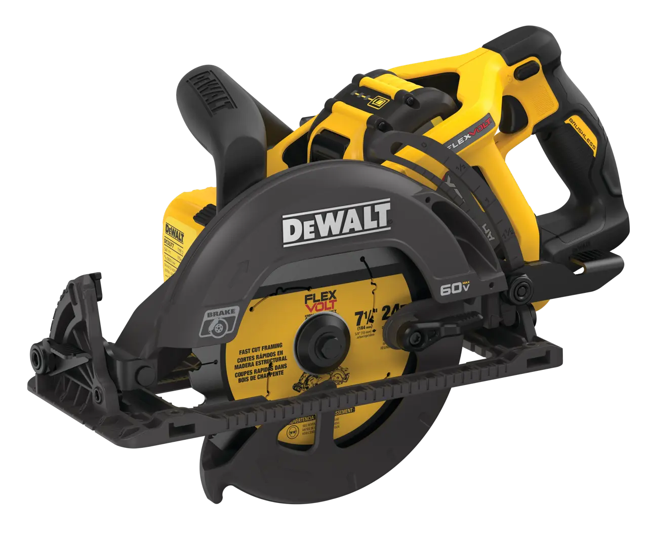 DEWALT FLEXVOLT 60V MAX 7-1/4 Worm Drive Style Saw (9.0Ah Battery) Kit DCS577X1