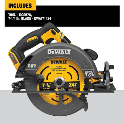 DEWALT Flexvolt 60V Max Brushless7-1/4 In. Cordless Circular Saw With Brake (Tool Only) DCS578B