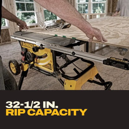 DEWALT 10" Jobsite Table Saw 32 - 1/2" (82.5cm) Rip Capacity, and a Rolling Stand DWE7491RS