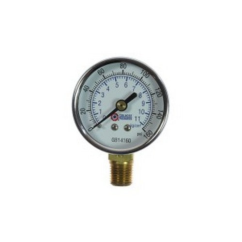 2" Chrome Dial Gauge, 1/4" Bottom Mount, 0-160 psi Polar Tool & Supply