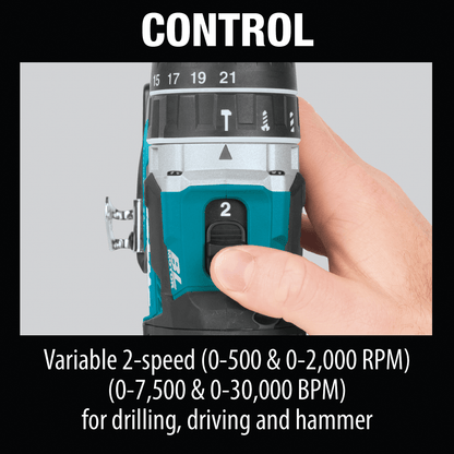 Makita 18V LXT® Lithium‑Ion Compact Brushless Cordless 1/2" Hammer Driver‑Drill, Tool Only XPH12Z