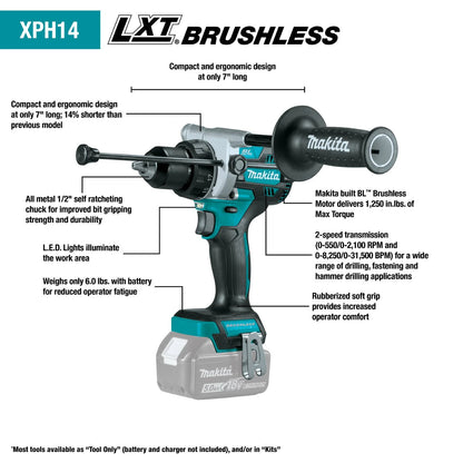 18V LXT® Lithium‑Ion Brushless Cordless 2‑Pc. Combo Kit (5.0Ah) (XT297T)