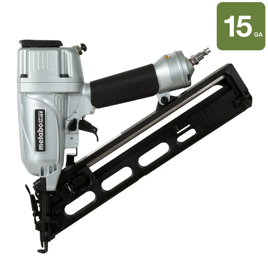 Nail gun with 'Metabo' branding on a white background