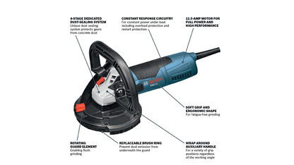 5 In. Concrete Surfacing Grinder with Dedicated Dust-Collection Shroud