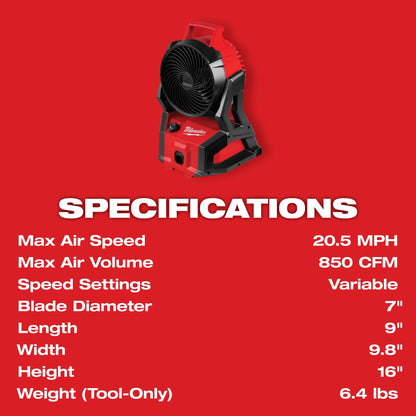 MILWAUKEE M18™ Brushless Fan w/ PACKOUT™ Compatibility 0818-20