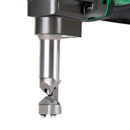 Close-up of a drill bit attachment on a white background