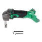Green and black oscillating tool with attachments on a white background