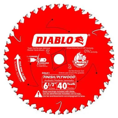 DIABLO D0641A 6-1/2" X 40T X 1/2" TRIM SAW BLADE