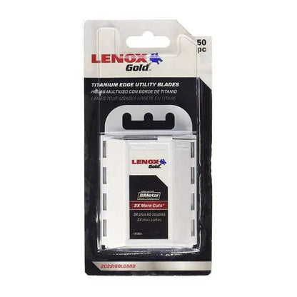 Lenox Gold titanium edge utility blades packaging on a white background