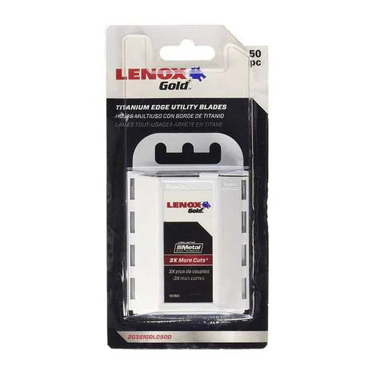 Lenox Gold titanium edge utility blades packaging on a white background