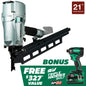 Metabo HPT Pro Bundle 3-1/4 Inch 21 Deg Plastic Collated Framing Nailer with BONUS Impact Driver Kit KNR83A5(S)M