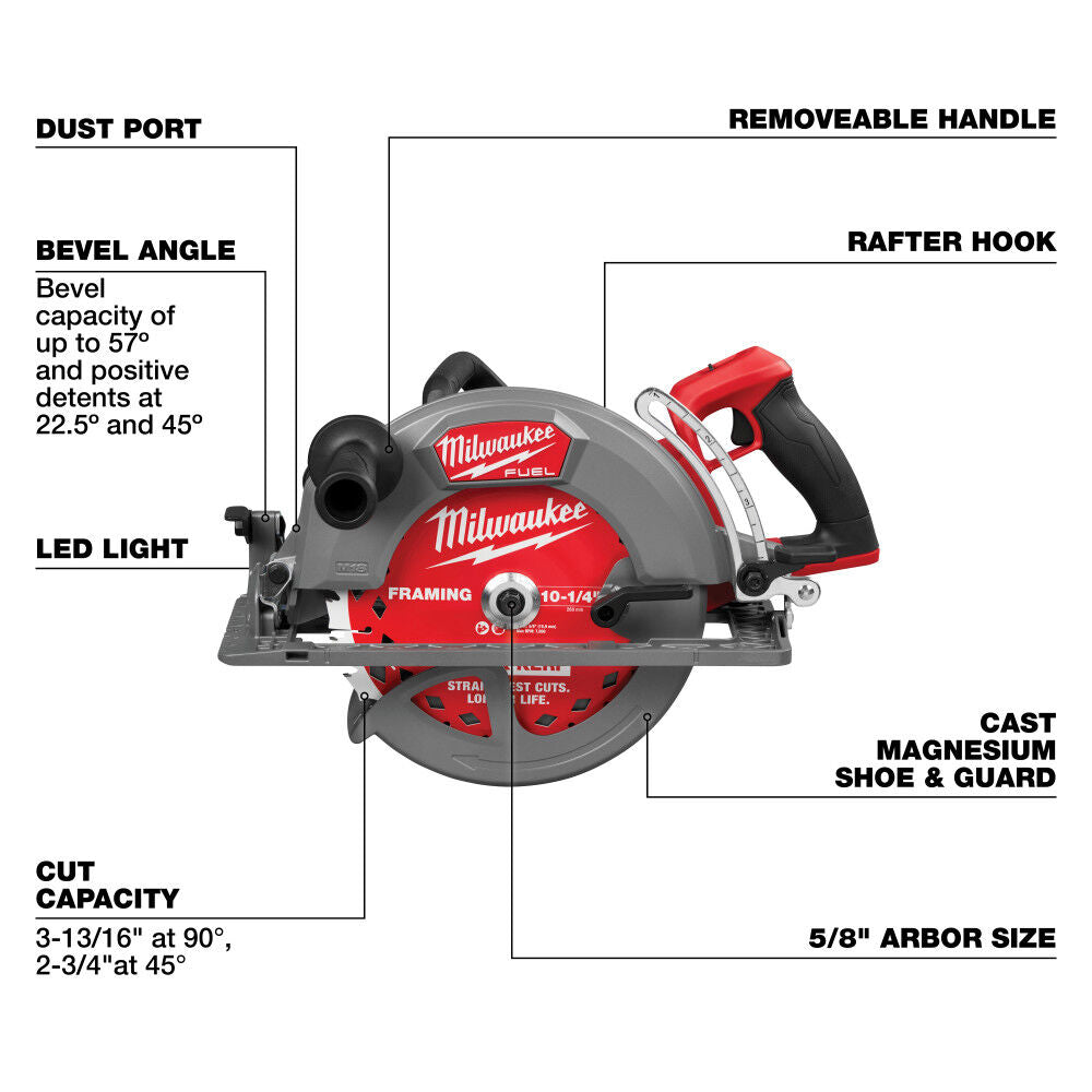 Milwaukee M18 FUEL 10-1/4 Inch Rear Handle Circular Saw (Bare Tool)  3026-20