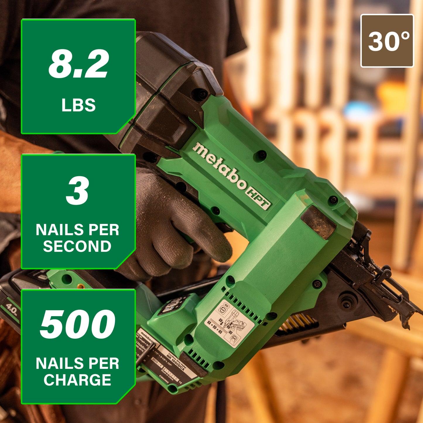 Metabo HPT Multi-Volt 3-1/2-in 30 -Degree Cordless Clipped/Roundhead Framing Nailer Kit